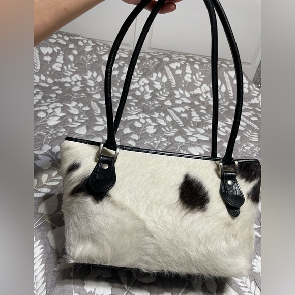 DAMARE, WOMEN'S SHOULDER BAG, Genuine cowhide leather, black white - Picture 15 of 17